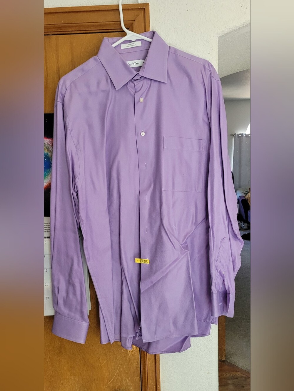 Calvin Klein Men's Lilac Long-Sleeve Dress Shirt
